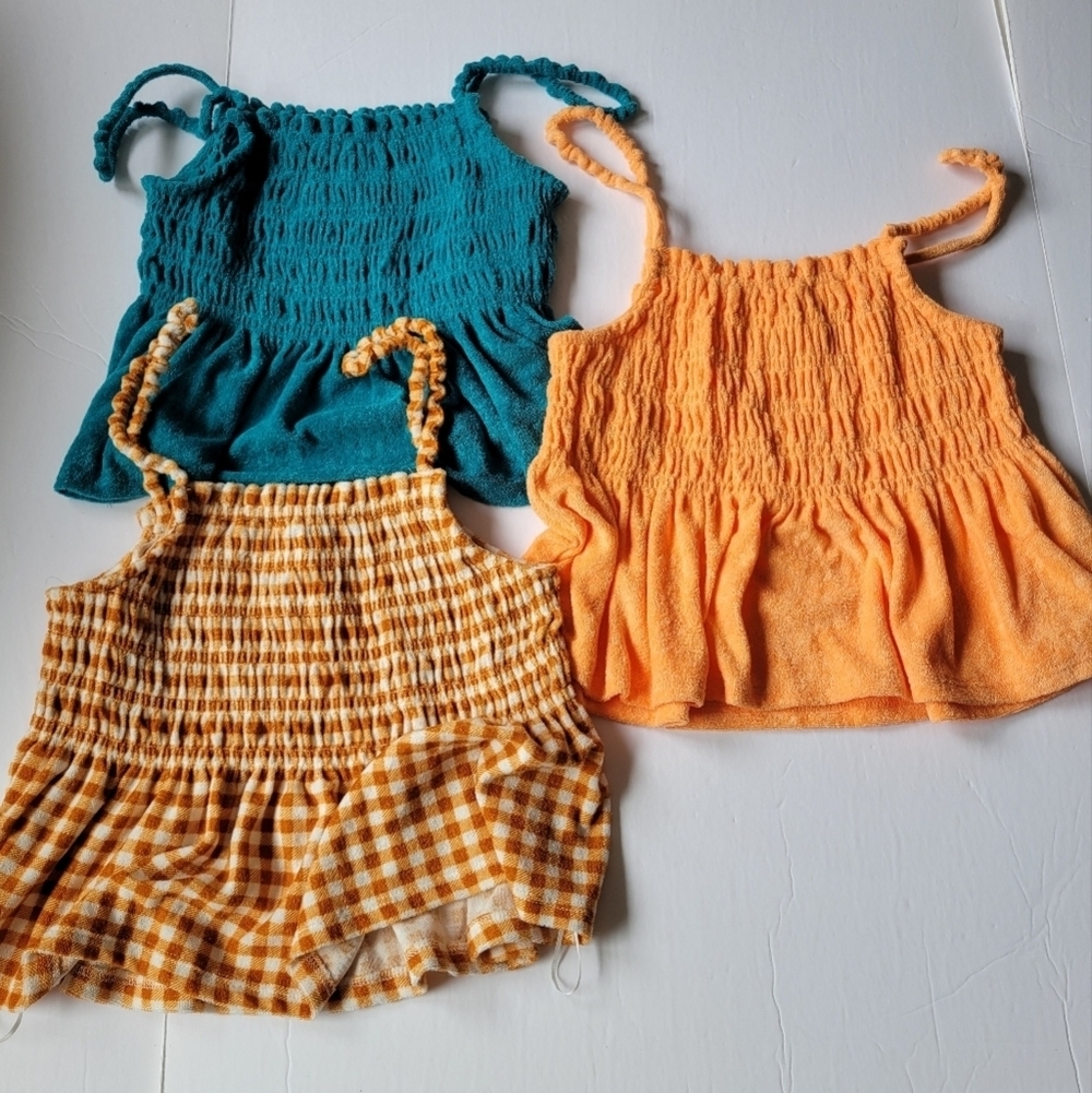 Three Large Junior's SO Ruffled Smocked Tanl Peplum.